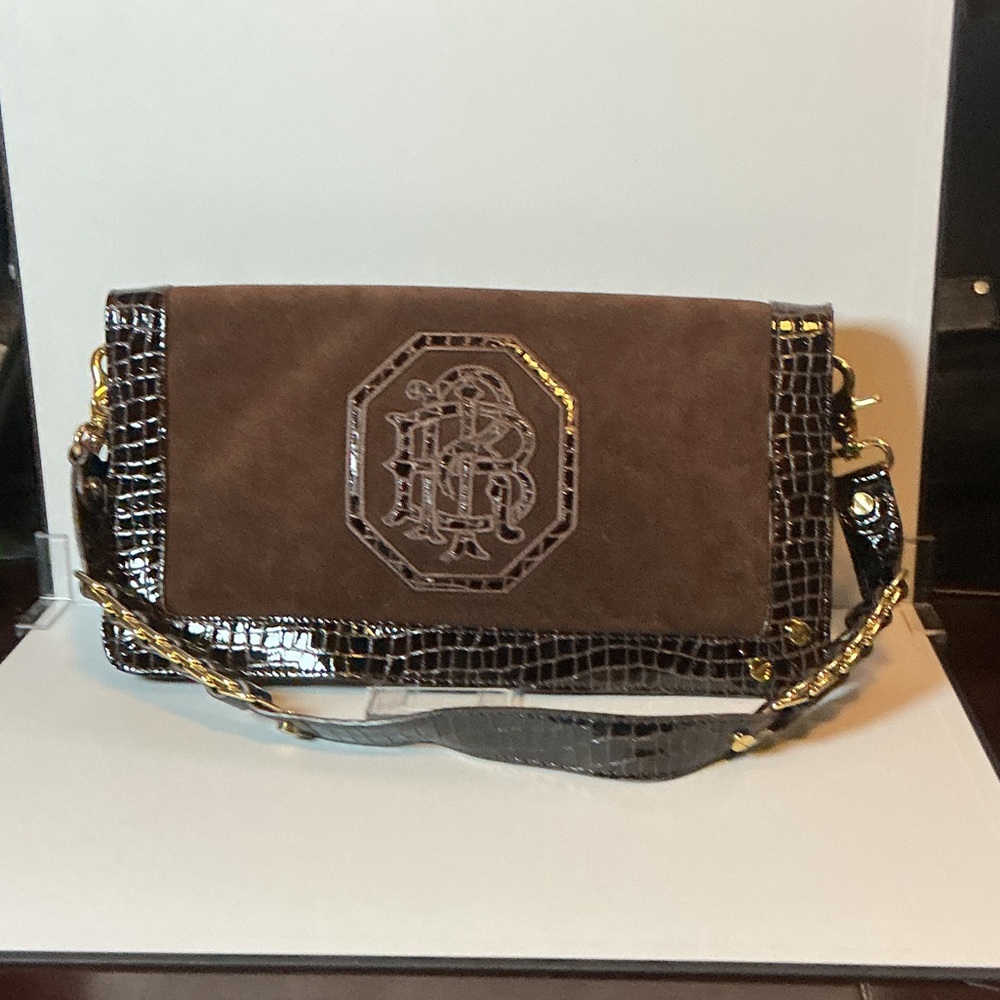 Vintage Tory Burch Academy Espresso Suede Clutch